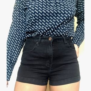 Black denim shorts
